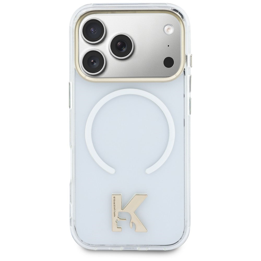 Husa MagSafe pentru Apple iPhone 18 Pro / 17 Pro, Karl Lagerfeld, IML Karl Head Logo, Transparenta