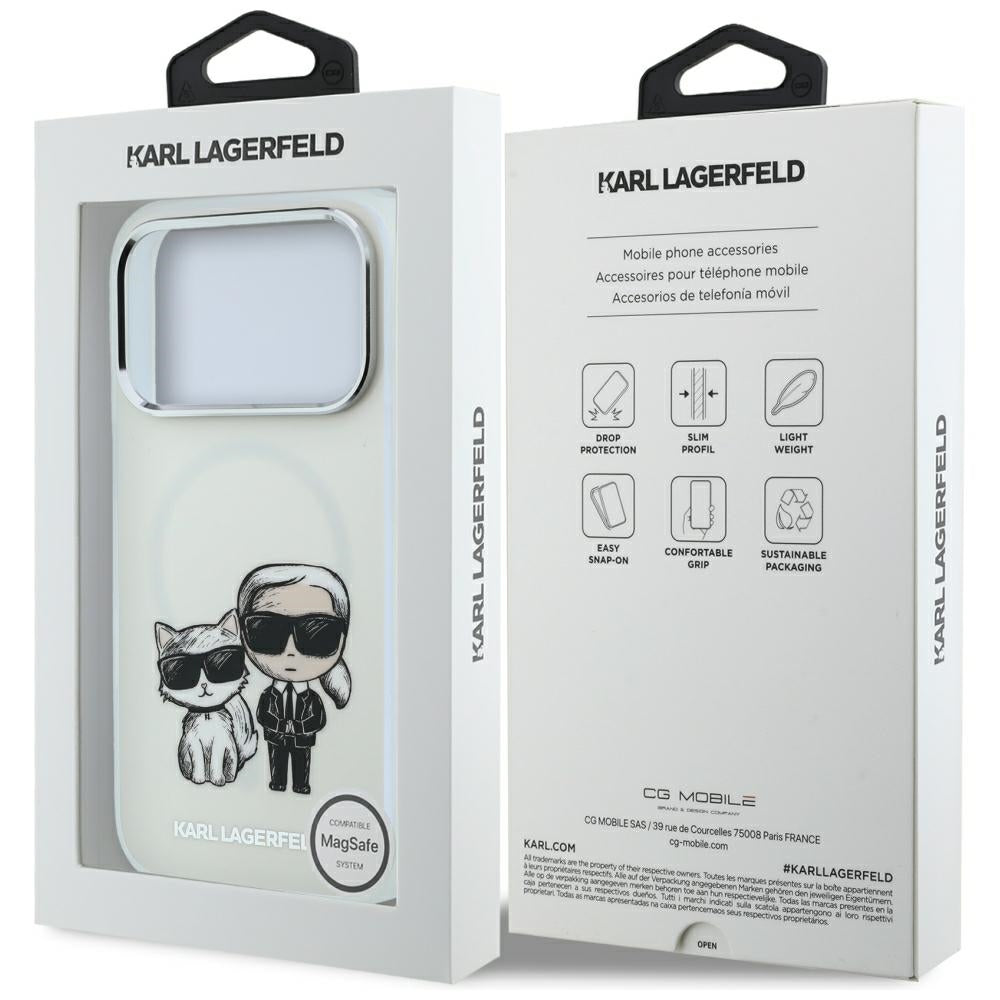 Husa MagSafe pentru Apple iPhone 18 Pro / 17 Pro, Karl Lagerfeld, IML KC Bodies Sketch Print, Bej