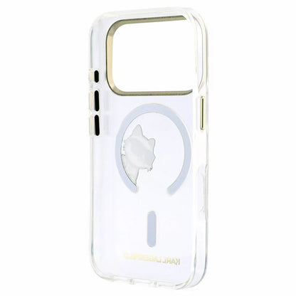 Husa MagSafe pentru Apple iPhone 18 Pro / 17 Pro, Karl Lagerfeld, IML Peekaboo Print and Metal Frame, Transparenta