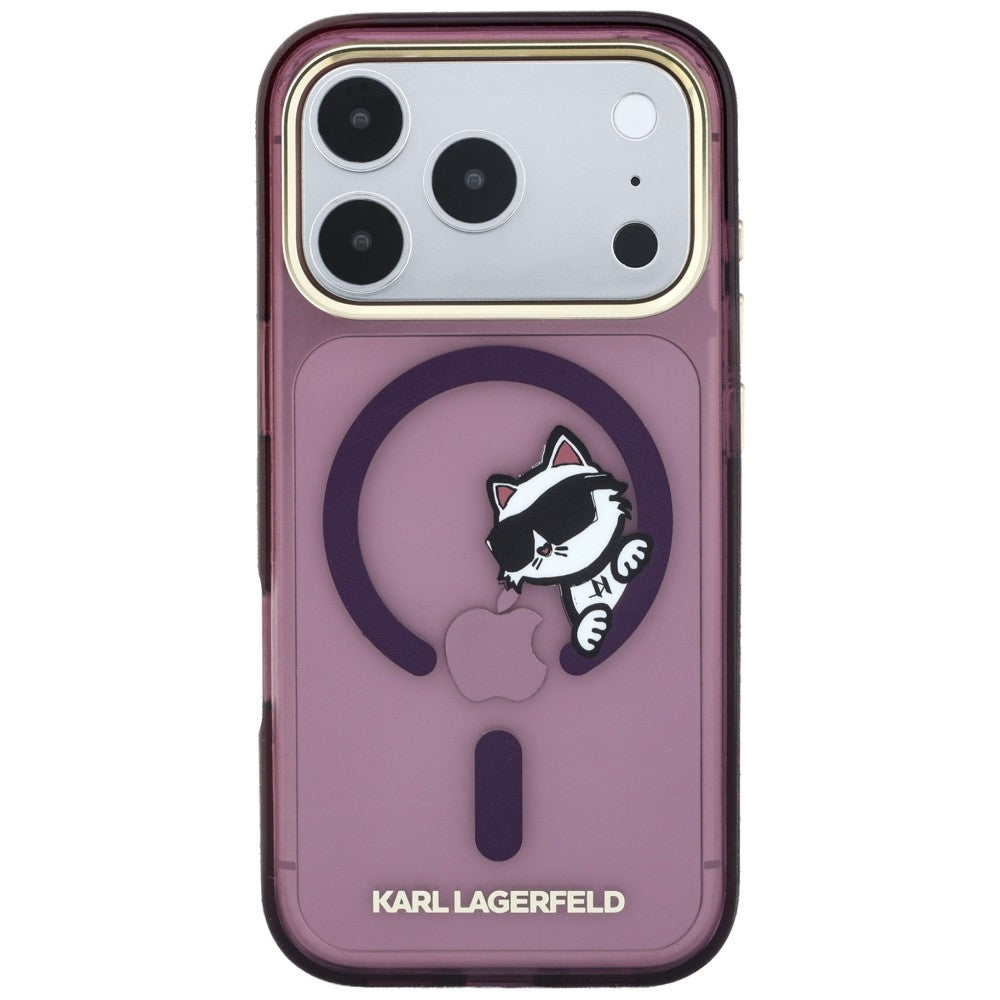 Husa MagSafe pentru Apple iPhone 18 Pro / 17 Pro, Karl Lagerfeld, IML Peekaboo Print and Metal Frame, Visinie