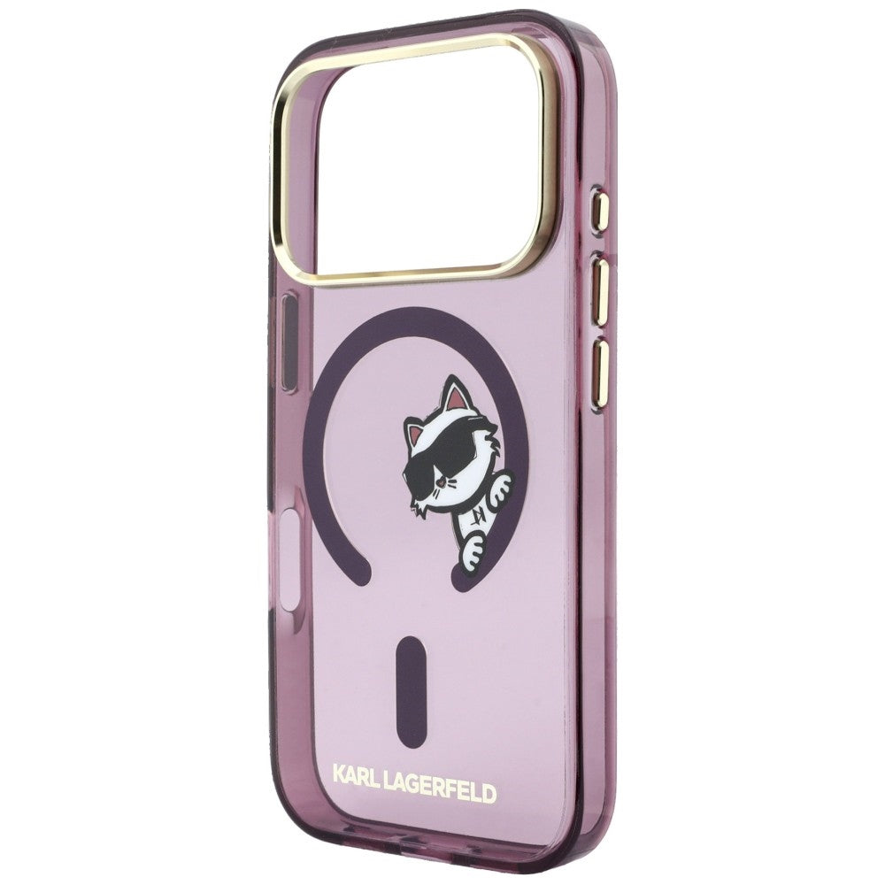 Husa MagSafe pentru Apple iPhone 18 Pro / 17 Pro, Karl Lagerfeld, IML Peekaboo Print and Metal Frame, Visinie