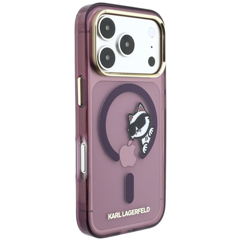 Husa MagSafe pentru Apple iPhone 18 Pro / 17 Pro, Karl Lagerfeld, IML Peekaboo Print and Metal Frame, Visinie
