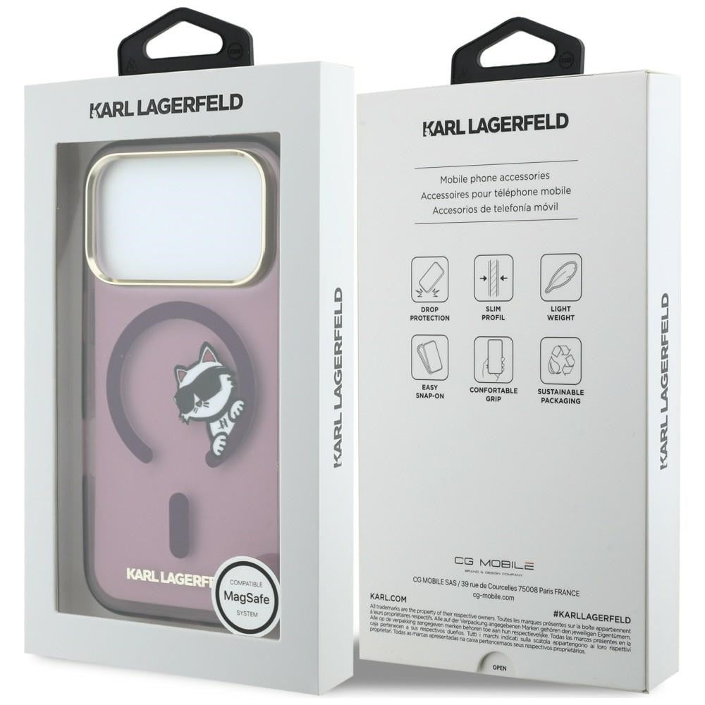 Husa MagSafe pentru Apple iPhone 18 Pro / 17 Pro, Karl Lagerfeld, IML Peekaboo Print and Metal Frame, Visinie