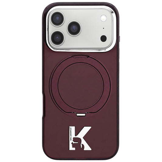 Husa MagSafe pentru Apple iPhone 18 Pro / 17 Pro, Karl Lagerfeld, IML Ring Stand Kameo Metal, Visinie