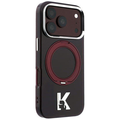 Husa MagSafe pentru Apple iPhone 18 Pro / 17 Pro, Karl Lagerfeld, IML Ring Stand Kameo Metal, Visinie