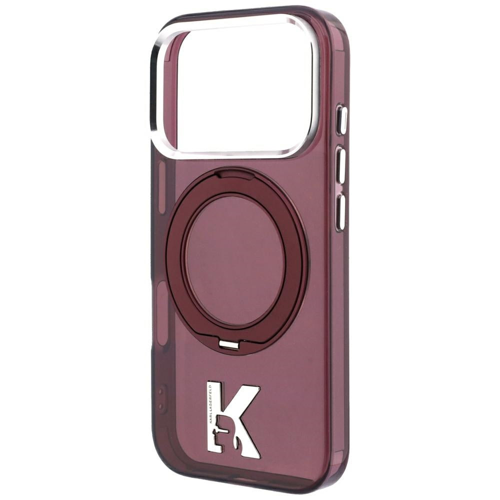 Husa MagSafe pentru Apple iPhone 18 Pro / 17 Pro, Karl Lagerfeld, IML Ring Stand Kameo Metal, Visinie