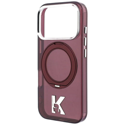 Husa MagSafe pentru Apple iPhone 18 Pro / 17 Pro, Karl Lagerfeld, IML Ring Stand Kameo Metal, Visinie