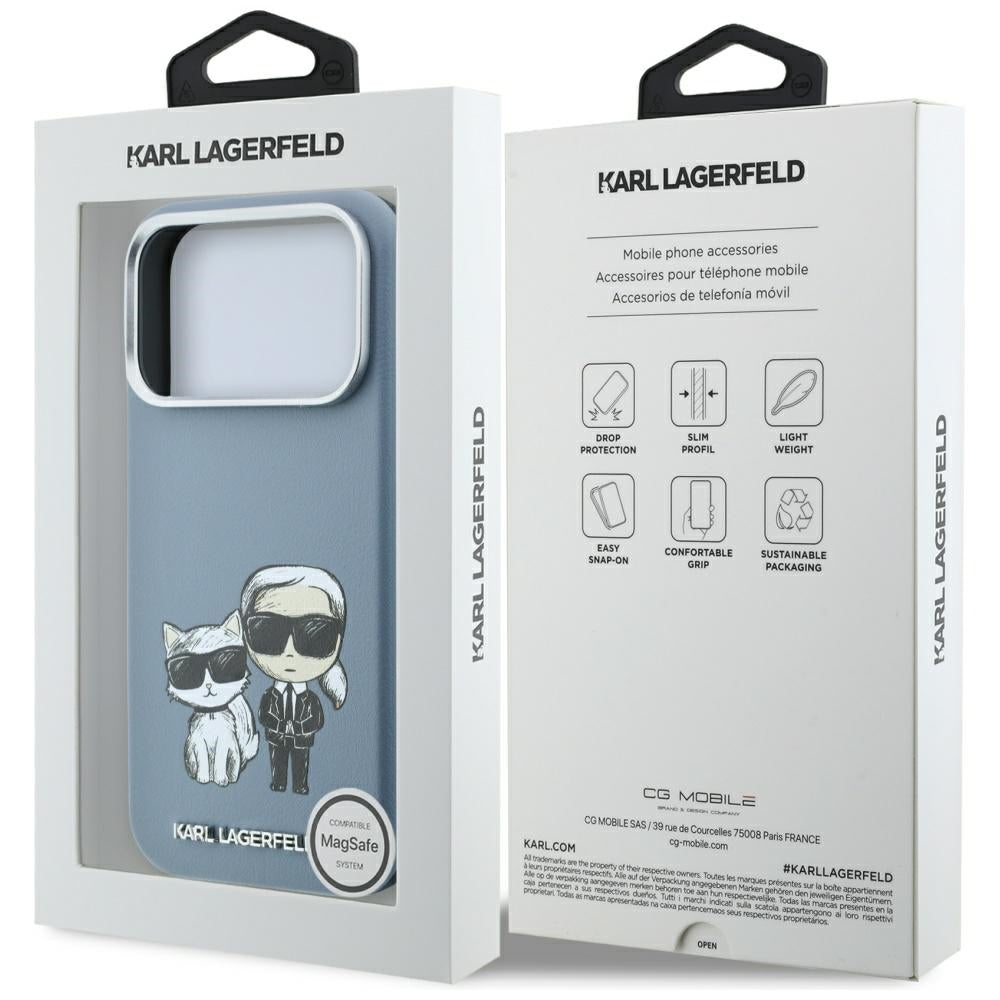 Husa MagSafe pentru Apple iPhone 18 Pro / 17 Pro, Karl Lagerfeld, KC Bodies Sketch, Bleu
