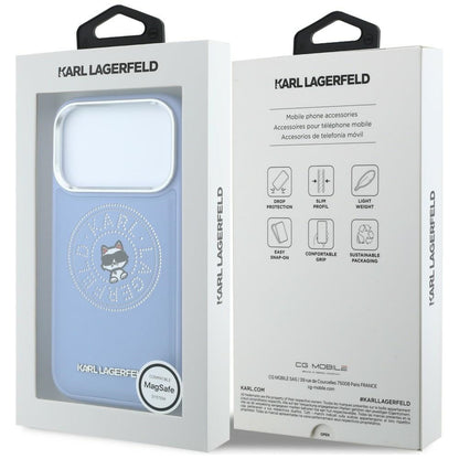 Husa MagSafe pentru Apple iPhone 18 Pro / 17 Pro, Karl Lagerfeld, Point and Choupette Sketch, Bleu