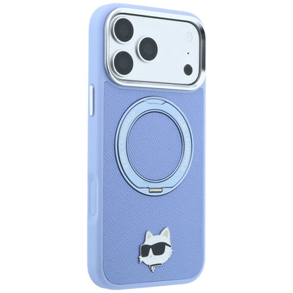 Husa MagSafe pentru Apple iPhone 18 Pro / 17 Pro, Karl Lagerfeld, Ring Stand 360 Choupette Pin, Bleu