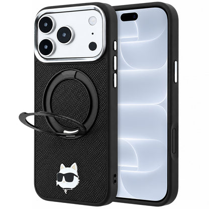 Husa MagSafe pentru Apple iPhone 18 Pro / 17 Pro, Karl Lagerfeld, Ring Stand 360 Choupette Pin, Neagra