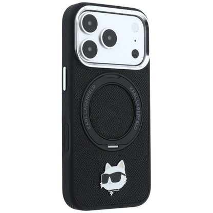 Husa MagSafe pentru Apple iPhone 18 Pro / 17 Pro, Karl Lagerfeld, Ring Stand 360 Choupette Pin, Neagra