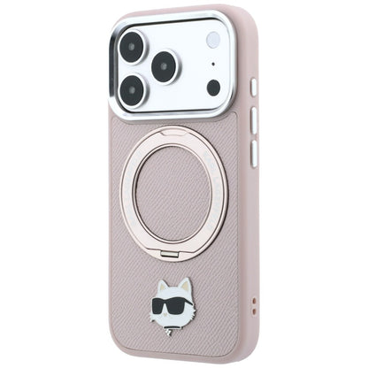 Husa MagSafe pentru Apple iPhone 18 Pro / 17 Pro, Karl Lagerfeld, Ring Stand 360 Choupette Pin, Roz