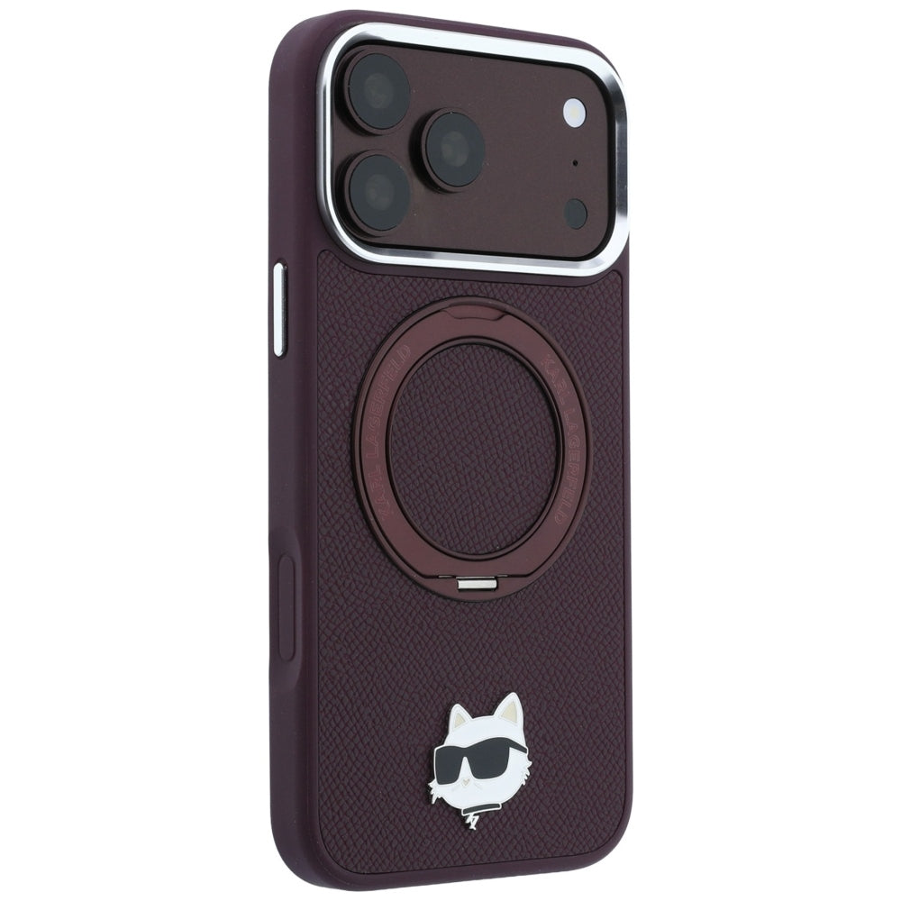 Husa MagSafe pentru Apple iPhone 18 Pro / 17 Pro, Karl Lagerfeld, Ring Stand 360 Choupette Pin, Visinie