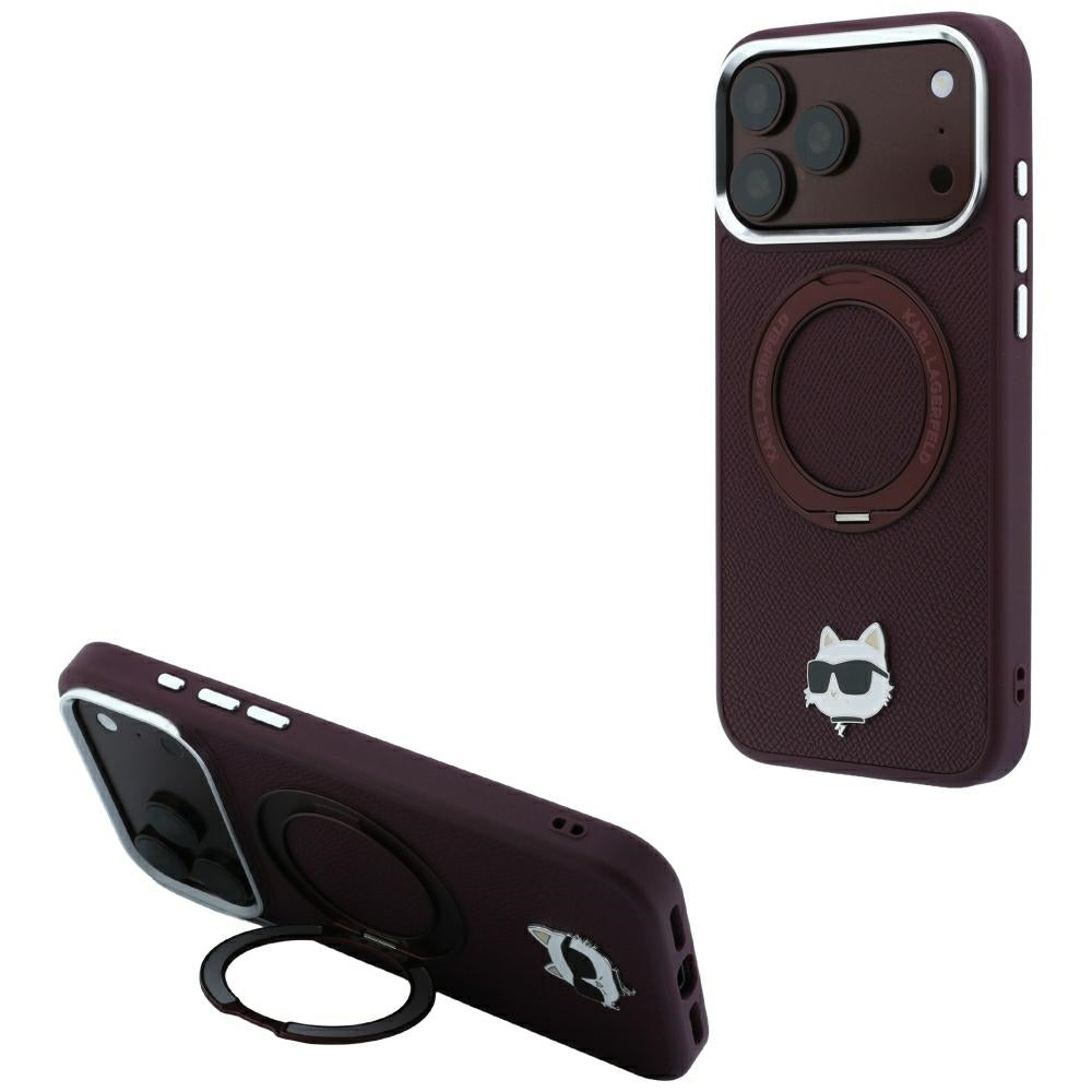 Husa MagSafe pentru Apple iPhone 18 Pro / 17 Pro, Karl Lagerfeld, Ring Stand 360 Choupette Pin, Visinie