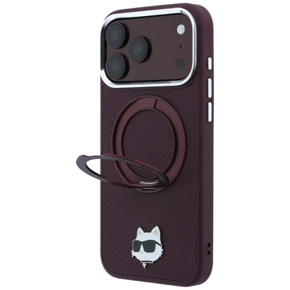 Husa MagSafe pentru Apple iPhone 18 Pro / 17 Pro, Karl Lagerfeld, Ring Stand 360 Choupette Pin, Visinie