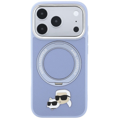 Husa MagSafe pentru Apple iPhone 18 Pro / 17 Pro, Karl Lagerfeld, Ring Stand 360 Karl & Choupette Pin, Bleu