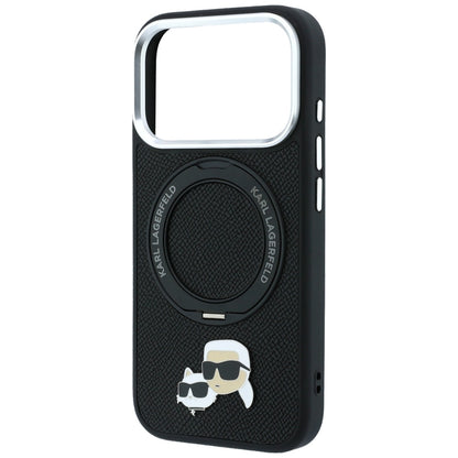 Husa MagSafe pentru Apple iPhone 18 Pro / 17 Pro, Karl Lagerfeld, Ring Stand 360 Karl & Choupette Pin, Neagra