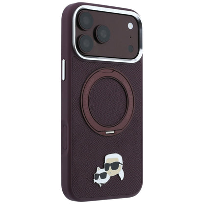 Husa MagSafe pentru Apple iPhone 18 Pro / 17 Pro, Karl Lagerfeld, Ring Stand 360 Karl & Choupette Pin, Visinie