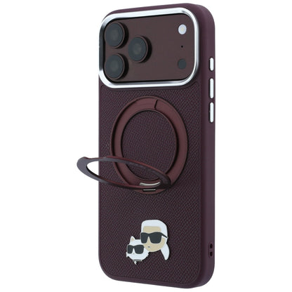 Husa MagSafe pentru Apple iPhone 18 Pro / 17 Pro, Karl Lagerfeld, Ring Stand 360 Karl & Choupette Pin, Visinie