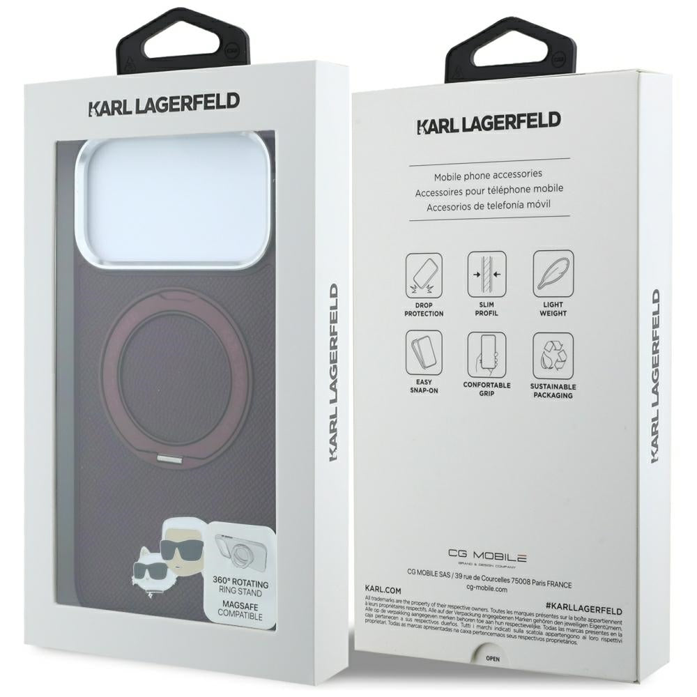 Husa MagSafe pentru Apple iPhone 18 Pro / 17 Pro, Karl Lagerfeld, Ring Stand 360 Karl & Choupette Pin, Visinie