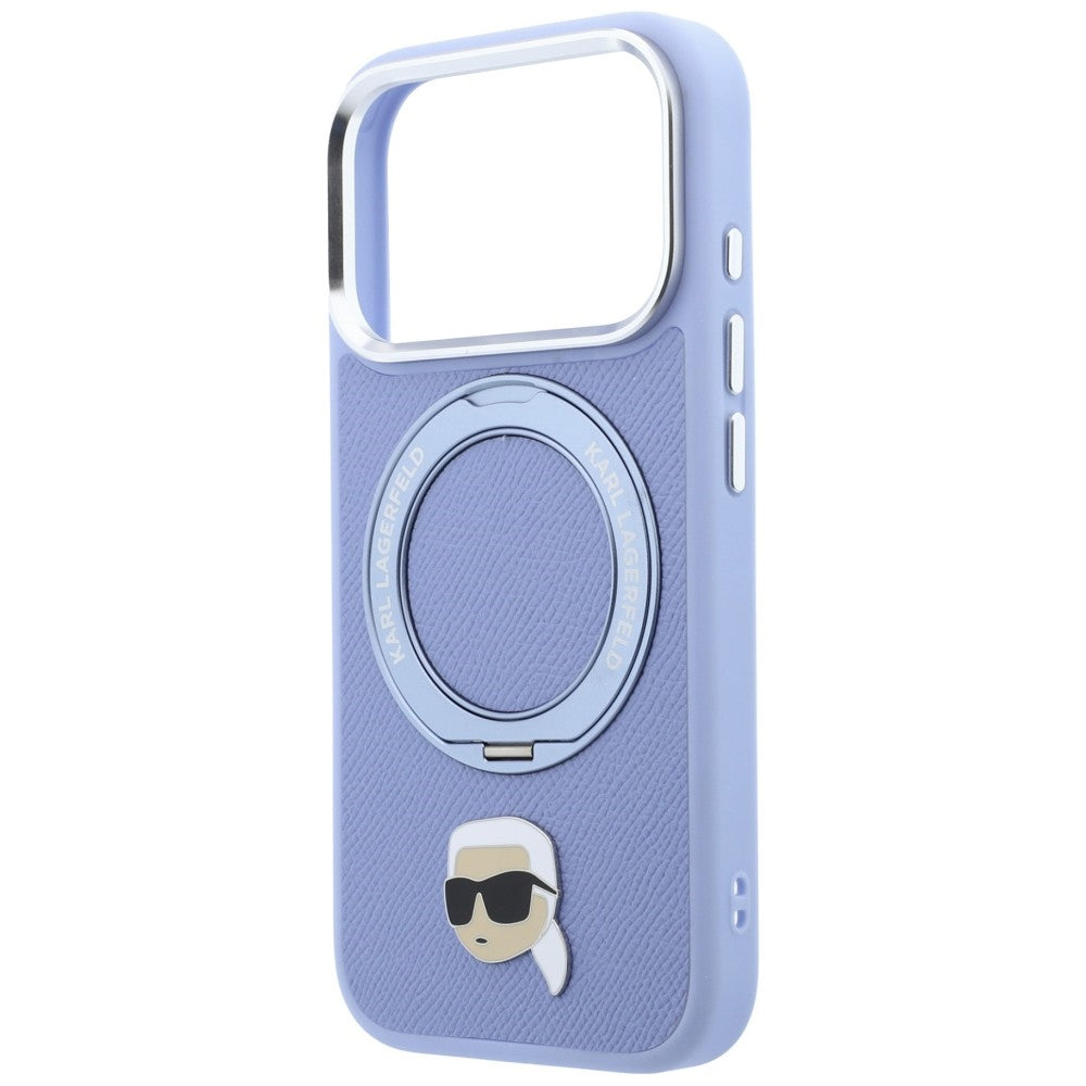 Husa MagSafe pentru Apple iPhone 18 Pro / 17 Pro, Karl Lagerfeld, Ring Stand 360 Karl Pin, Bleu
