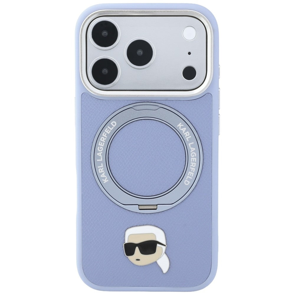 Husa MagSafe pentru Apple iPhone 18 Pro / 17 Pro, Karl Lagerfeld, Ring Stand 360 Karl Pin, Bleu