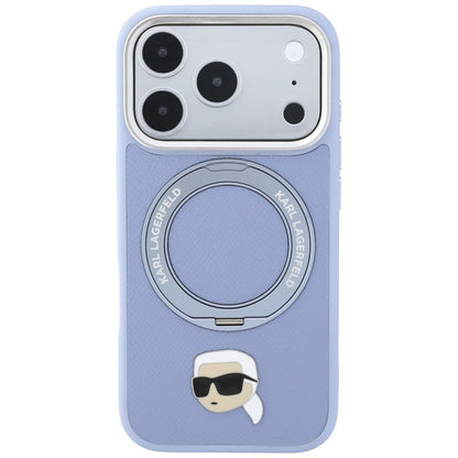 Husa MagSafe pentru Apple iPhone 18 Pro / 17 Pro, Karl Lagerfeld, Ring Stand 360 Karl Pin, Bleu