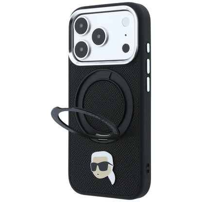 Husa MagSafe pentru Apple iPhone 18 Pro / 17 Pro, Karl Lagerfeld, Ring Stand 360 Karl Pin, Neagra