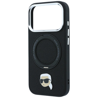 Husa MagSafe pentru Apple iPhone 18 Pro / 17 Pro, Karl Lagerfeld, Ring Stand 360 Karl Pin, Neagra