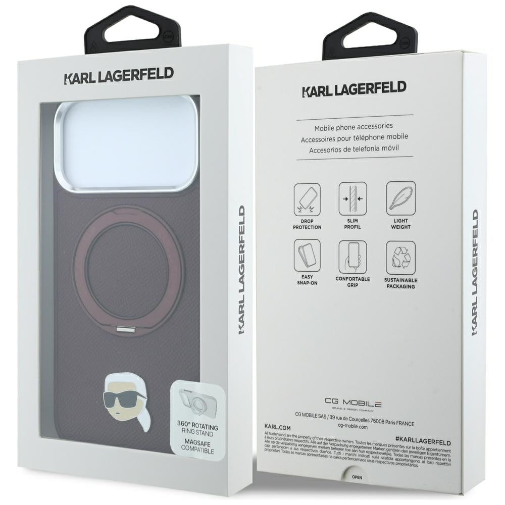 Husa MagSafe pentru Apple iPhone 18 Pro / 17 Pro, Karl Lagerfeld, Ring Stand 360 Karl Pin, Visinie
