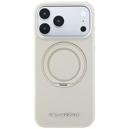 Husa MagSafe pentru Apple iPhone 18 Pro / 17 Pro, Karl Lagerfeld, Ring Stand 360 Saffiano, Bej
