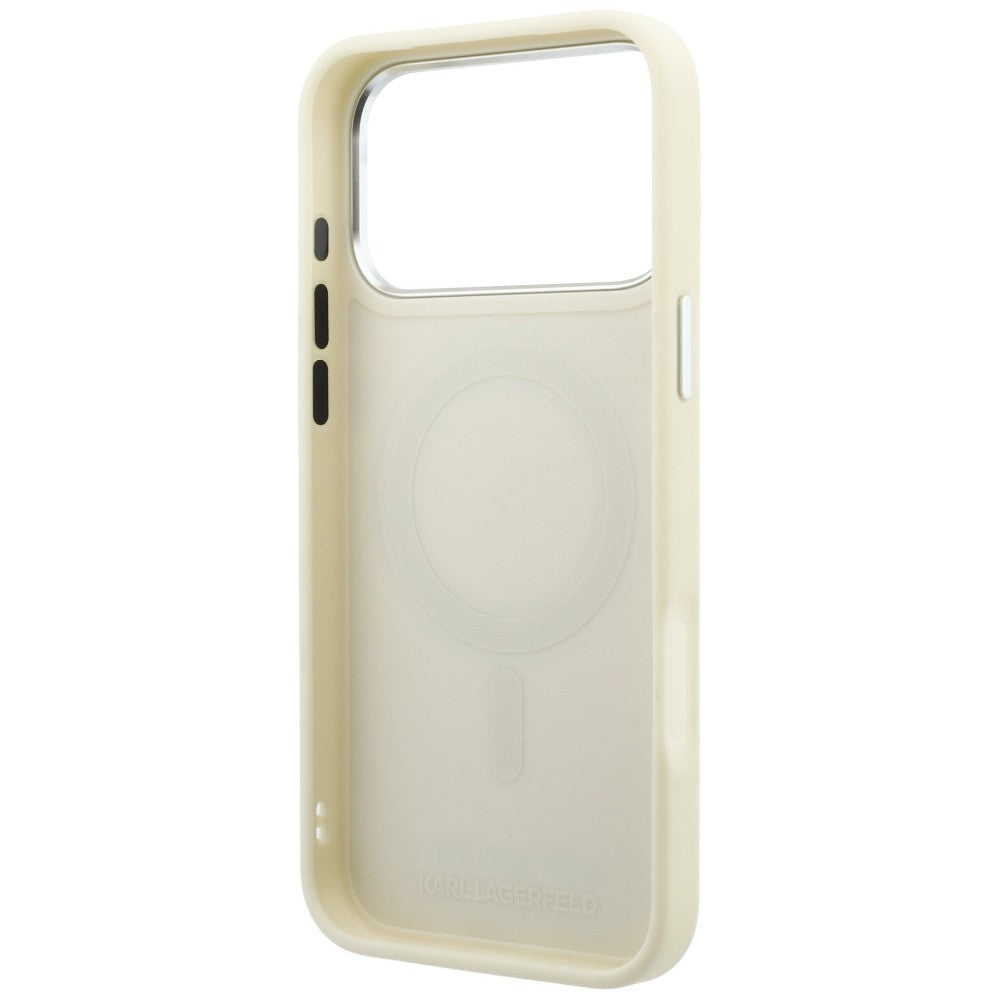 Husa MagSafe pentru Apple iPhone 18 Pro / 17 Pro, Karl Lagerfeld, Ring Stand 360 Saffiano, Bej