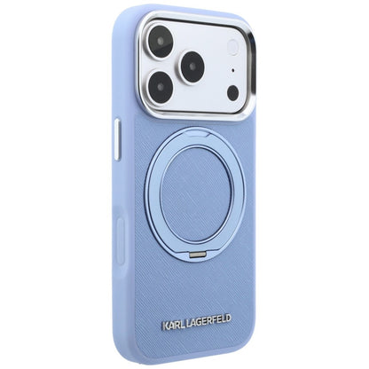 Husa MagSafe pentru Apple iPhone 18 Pro / 17 Pro, Karl Lagerfeld, Ring Stand 360 Saffiano, Bleu