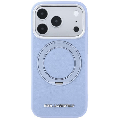 Husa MagSafe pentru Apple iPhone 18 Pro / 17 Pro, Karl Lagerfeld, Ring Stand 360 Saffiano, Bleu