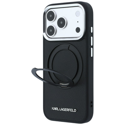 Husa MagSafe pentru Apple iPhone 18 Pro / 17 Pro, Karl Lagerfeld, Ring Stand 360 Saffiano, Neagra