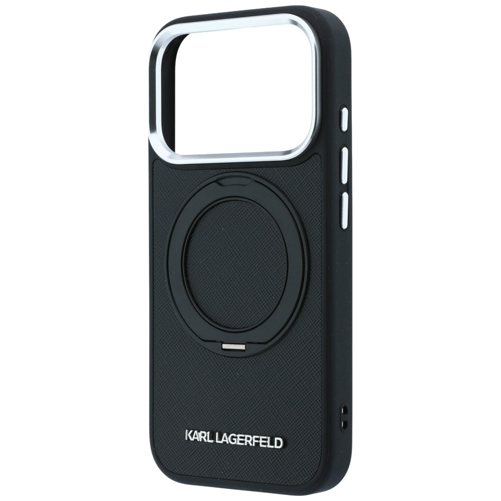 Husa MagSafe pentru Apple iPhone 18 Pro / 17 Pro, Karl Lagerfeld, Ring Stand 360 Saffiano, Neagra