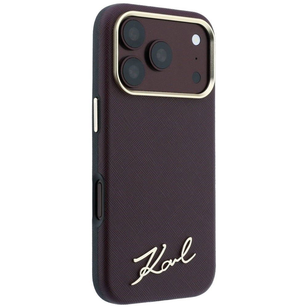 Husa MagSafe pentru Apple iPhone 18 Pro / 17 Pro, Karl Lagerfeld, Saffiano Small Script Metal Logo, Visinie