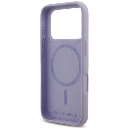 Husa MagSafe pentru Apple iPhone 18 Pro / 17 Pro, Karl Lagerfeld, Silicone Ring Karl & Choupette, Mov