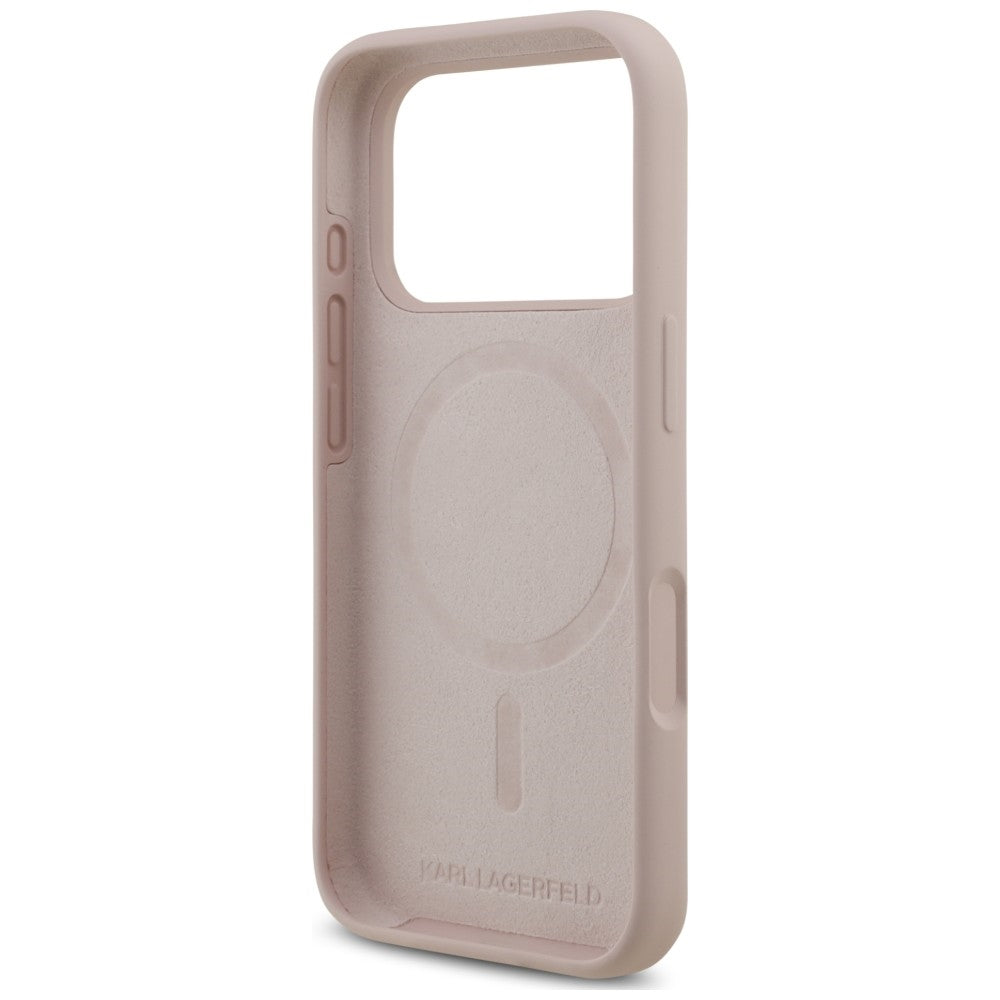 Husa MagSafe pentru Apple iPhone 18 Pro / 17 Pro, Karl Lagerfeld, Silicone Ring Karl & Choupette, Roz