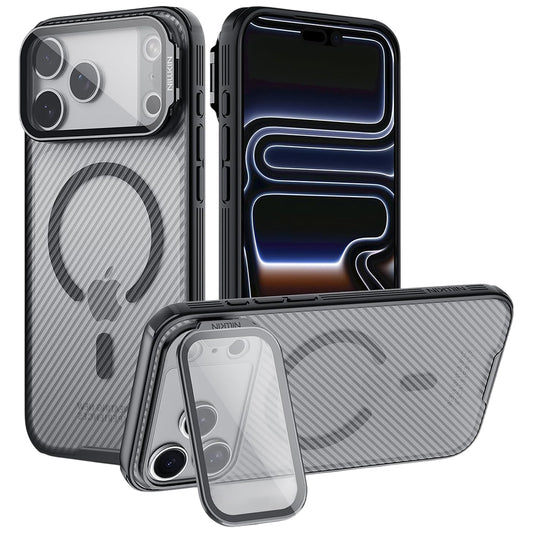 Husa MagSafe pentru Apple iPhone 18 Pro / 17 Pro, Nillkin, CamShield Prop, Neagra Transparenta