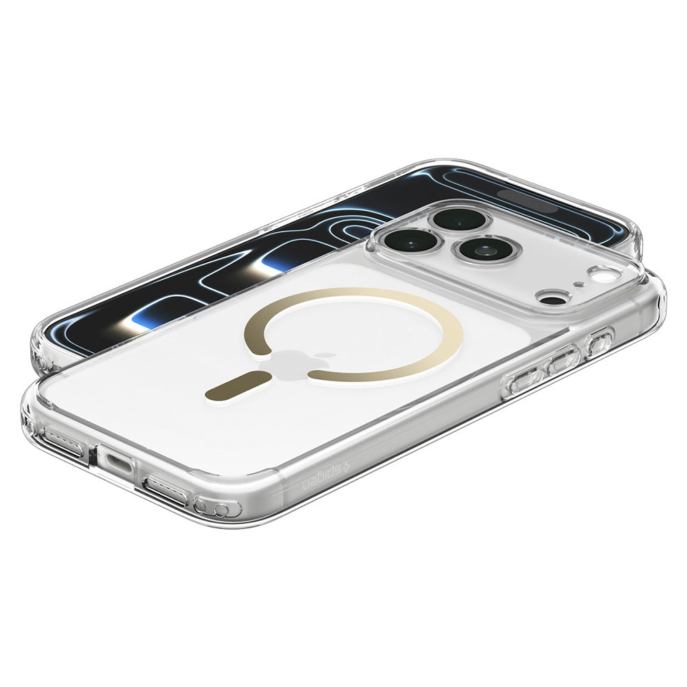 Husa MagSafe pentru Apple iPhone 18 Pro / 17 Pro, Spigen, Ultra Hybrid, Aurie Transparenta ACS12157