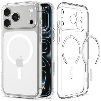 Husa MagSafe pentru Apple iPhone 18 Pro / 17 Pro, Spigen, Ultra Hybrid, Transparenta Alba ACS12155