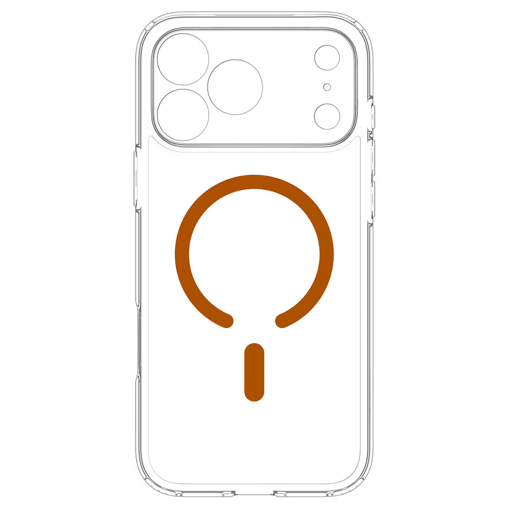 Husa MagSafe pentru Apple iPhone 18 Pro / 17 Pro, Spigen, Ultra Hybrid, Transparenta Portocalie ACS12159
