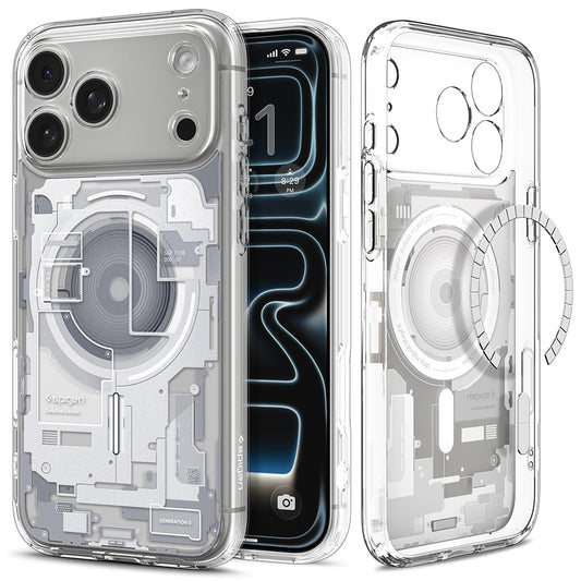 Husa MagSafe pentru Apple iPhone 18 Pro / 17 Pro, Spigen, Ultra Hybrid Zero One, Alba ACS12163