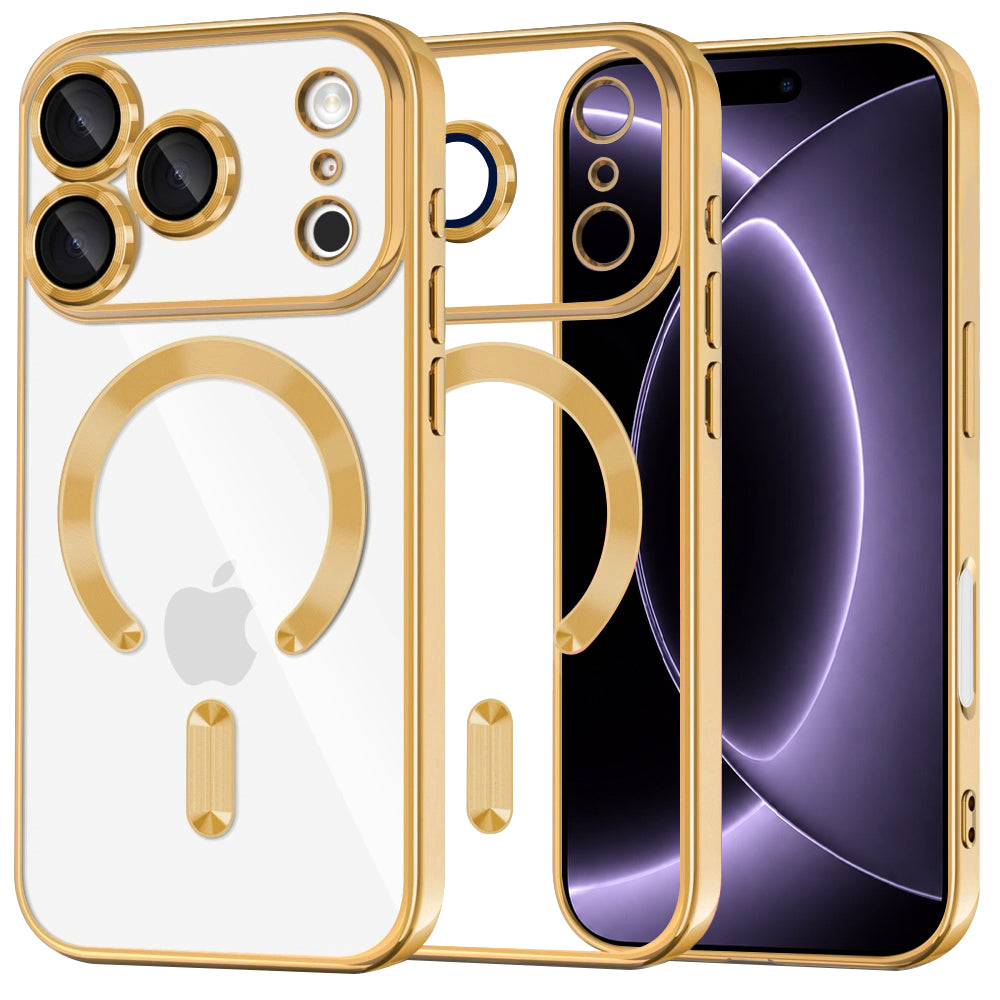 Husa MagSafe pentru Apple iPhone 18 Pro / 17 Pro, Techsuit, Luxury Crystal, Aurie