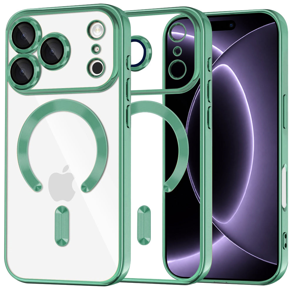 Husa MagSafe pentru Apple iPhone 18 Pro / 17 Pro, Techsuit, Luxury Crystal, Verde Deschis