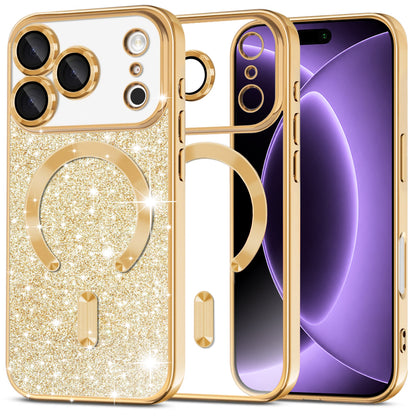 Husa MagSafe pentru Apple iPhone 18 Pro / 17 Pro, Techsuit, Luxury Glitter, Aurie