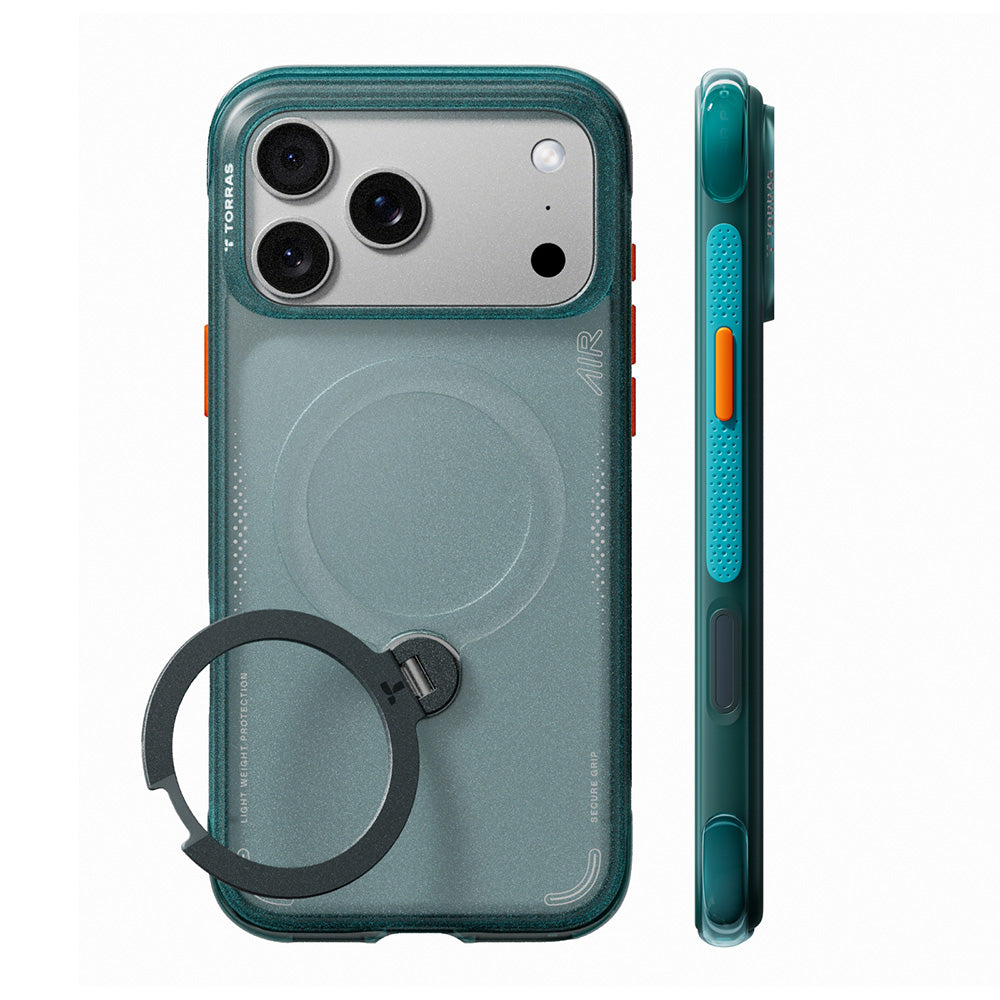 Husa MagSafe pentru Apple iPhone 18 Pro / 17 Pro, Torras, Ostand Q3 Air, Verde