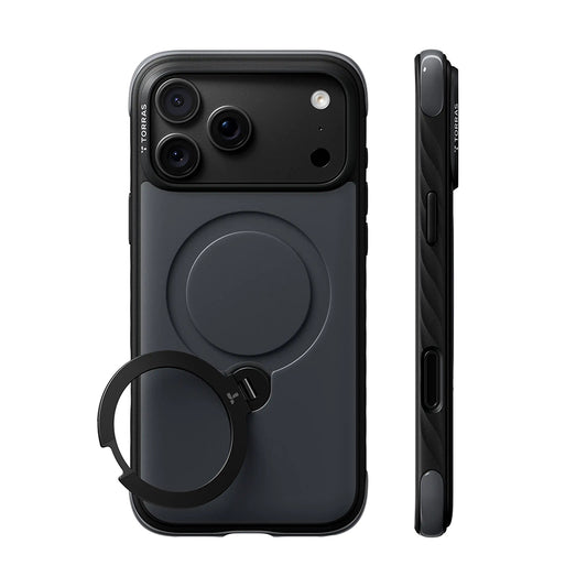 Husa MagSafe pentru Apple iPhone 18 Pro / 17 Pro, Torras, Ostand Q3 Rugged, Neagra